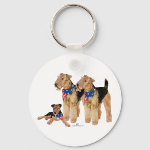Airedale Terriers American Flag Schlüsselanhänger