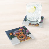 Airedale Terriers Glasuntersetzer (Schrägansicht)