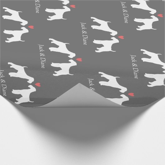 Airedale Terriers Hochzeit mit benutzerdefiniertem Geschenkpapier (Ecke)