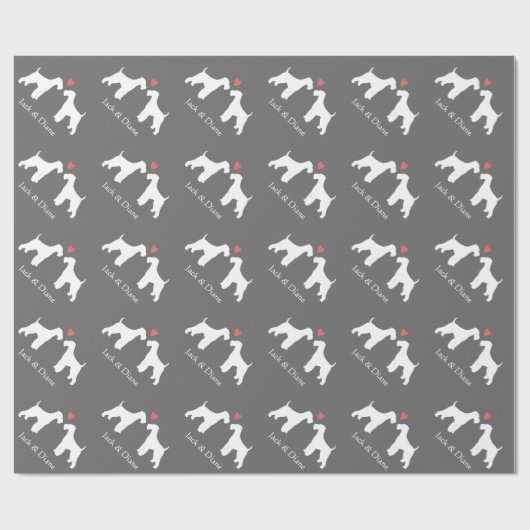 Airedale Terriers Hochzeit mit benutzerdefiniertem Geschenkpapier (Flach)
