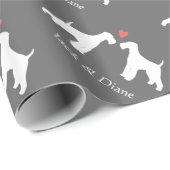 Airedale Terriers Hochzeit mit benutzerdefiniertem Geschenkpapier (Rolleneckpunkt)