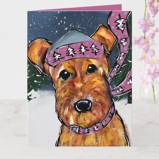 Airedale Terriers Karte (Orchidee)