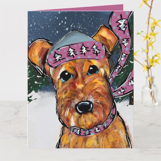 Airedale Terriers Karte (Gelbe Blume)