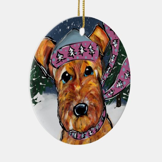 Airedale Terriers Keramik Ornament (Rechts)