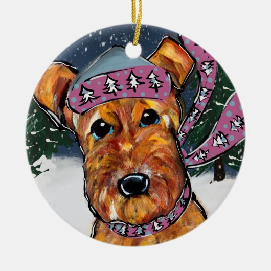 Airedale Terriers Keramik Ornament (Vorne)