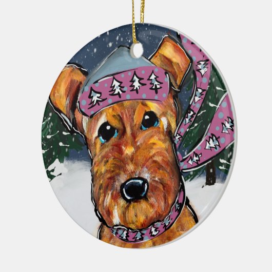 Airedale Terriers Keramik Ornament (Links)