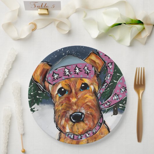 Airedale Terriers Pappteller (Hochzeit)