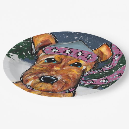 Airedale Terriers Pappteller (Schrägansicht)