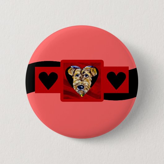 Airedale Valentine Button (Vorderseite)