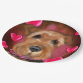 Airedale Valentine Pappteller (Schrägansicht)