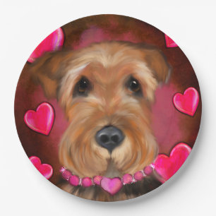 Airedale Valentine Pappteller