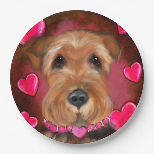 Airedale Valentine Pappteller (Vorderseite)