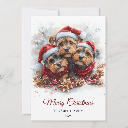 Airedale Watercolor Weihnachten (Vorderseite)