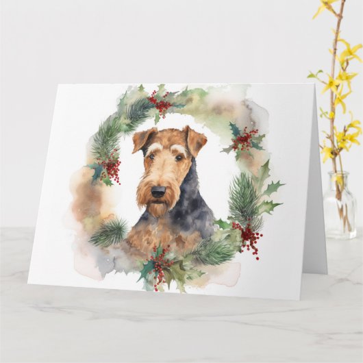 Airedale Weihnachtsfest Karte (Gelbe Blume)
