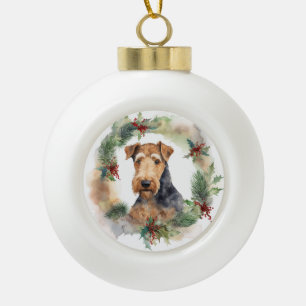 Airedale Weihnachtsfest Keramik Kugel-Ornament