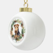 Airedale Weihnachtsfest Keramik Kugel-Ornament (Rechts)