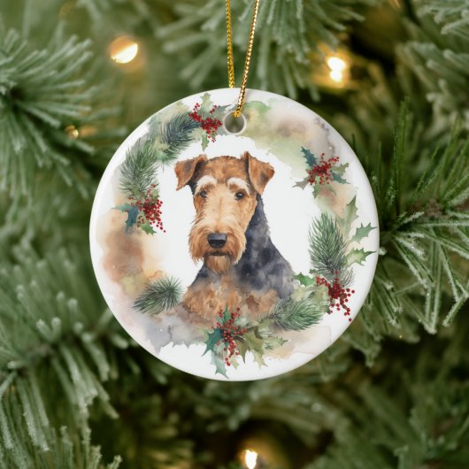 Airedale Weihnachtsfest Keramik Ornament (Baum)