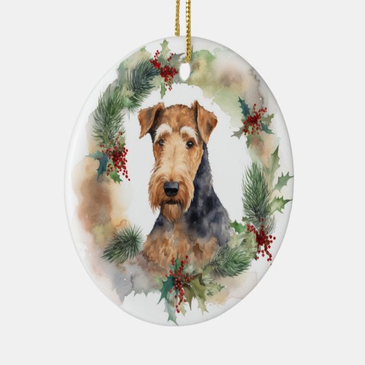 Airedale Weihnachtsfest Keramik Ornament (Rechts)