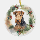 Airedale Weihnachtsfest Keramik Ornament (Vorne)