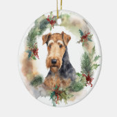 Airedale Weihnachtsfest Keramik Ornament (Links)