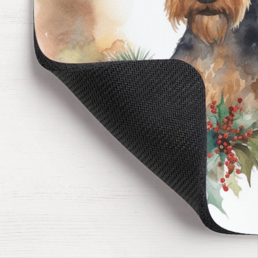 Airedale Weihnachtsfest Mousepad (Ecke)
