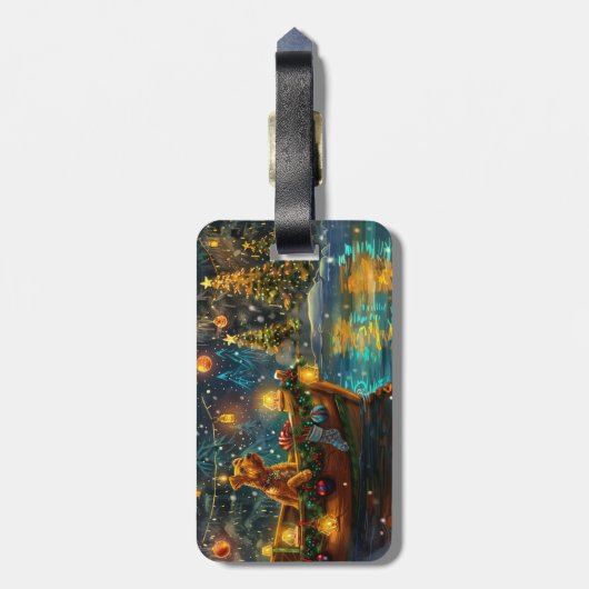 Airedale Weihnachtsfest Reise Gepäckanhänger (Rückseite vertikal)