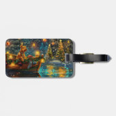 Airedale Weihnachtsfest Reise Gepäckanhänger (Rückseite horizontal)