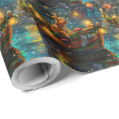 Airedale Weihnachtsfest Reise Geschenkpapier (Rolleneckpunkt)