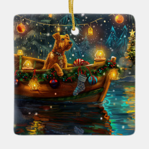 Airedale Weihnachtsfest Reise Keramikornament