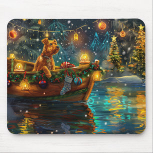 Airedale Weihnachtsfest Reise Mousepad