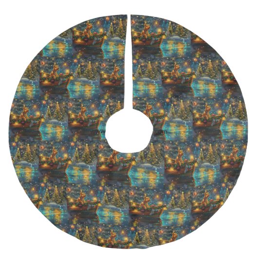 Airedale Weihnachtsfest Reise Polyester Weihnachtsbaumdecke (Vorderseite)