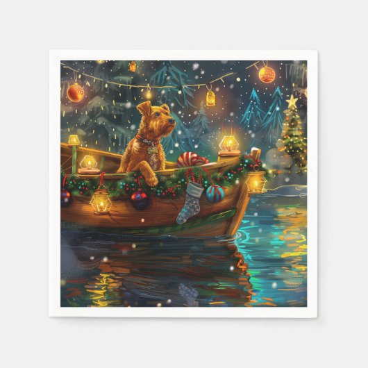 Airedale Weihnachtsfest Reise Serviette (Vorderseite)