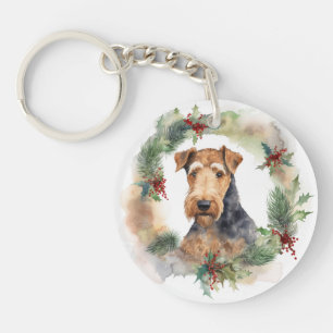 Airedale Weihnachtsfest Schlüsselanhänger