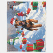 Airedale Weihnachtsfest Schneeszene Fleecedecke (Vorderseite)