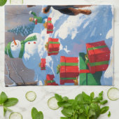 Airedale Weihnachtsfest Schneeszene Geschirrtuch (Gefaltet)