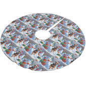 Airedale Weihnachtsfest Schneeszene Polyester Weihnachtsbaumdecke (Schrägansicht)