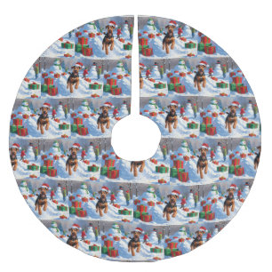Airedale-Weihnachtsfest-Schneeszene Polyester Weihnachtsbaumdecke