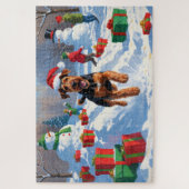 Airedale Weihnachtsfest Schneeszene Puzzle (Vertikal)