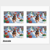 Airedale Weihnachtsfest Schneeszene Rechteckiger Aufkleber (Blatt)