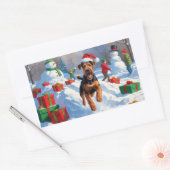 Airedale Weihnachtsfest Schneeszene Rechteckiger Aufkleber (Umschlag)