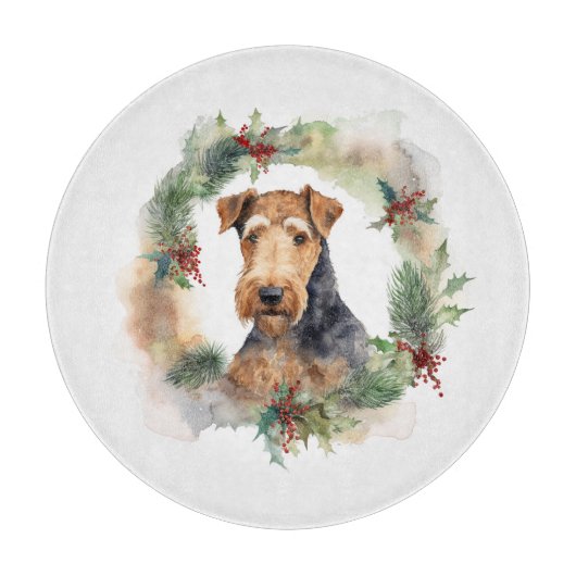 Airedale Weihnachtsfest Schneidebrett (Vorderseite)