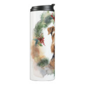 Airedale Weihnachtsfest Thermosbecher (Nach links gedreht)