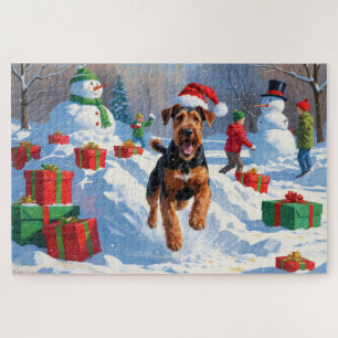 Airedale Weihnachtsfestliche Schneeszene Puzzle