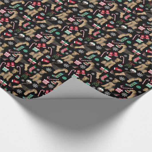 Airedale Weihnachtsgeschenk Geschenkpapier (Ecke)