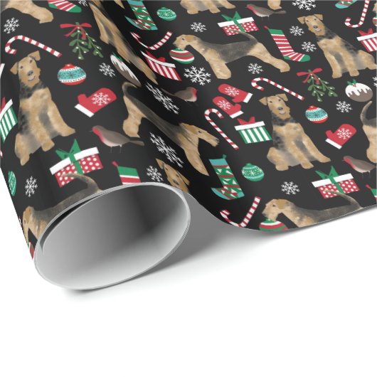 Airedale Weihnachtsgeschenk Geschenkpapier (Rolleneckpunkt)