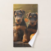 Airedale Welpe Herbst Kürbis Badhandtuch Set (Handtuch)
