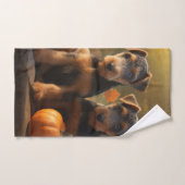 Airedale Welpe Herbst Kürbis Badhandtuch Set (Handtuch)