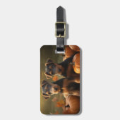 Airedale Welpe Herbst Kürbis Gepäckanhänger (Vorderseite vertikal)