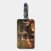 Airedale Welpe Herbst Kürbis Gepäckanhänger (Rückseite vertikal)