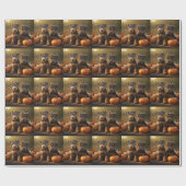 Airedale Welpe Herbst Kürbis Geschenkpapier (Flach)